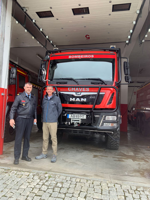 Mike with project participant José Lima, Comandante of the Chaves, Portugal, volunteer firefighters (Photo used with the kind permission of Comandante Lima)

